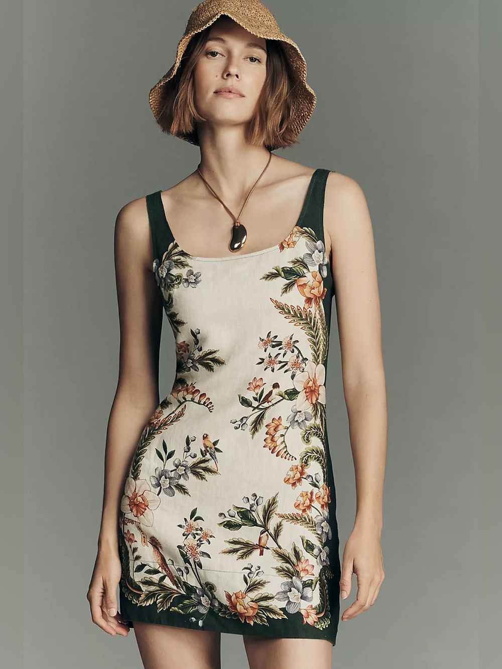Farm Rio Nature Sand Linen Mini Dress